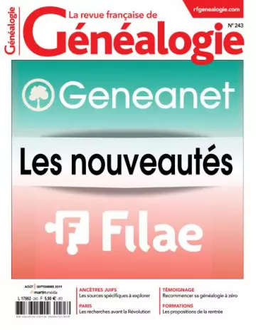 La Revue Française de Généalogie - Août-Septembre 2019  [Magazines]