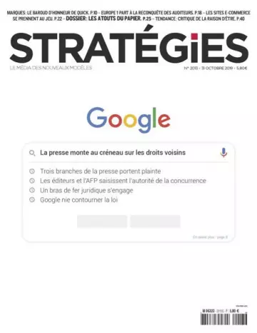 Stratégies - 31 Octobre 2019 [Magazines]