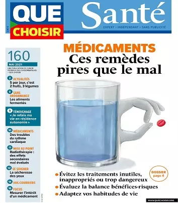 Que Choisir Santé N°160 – Mai 2021 [Magazines]